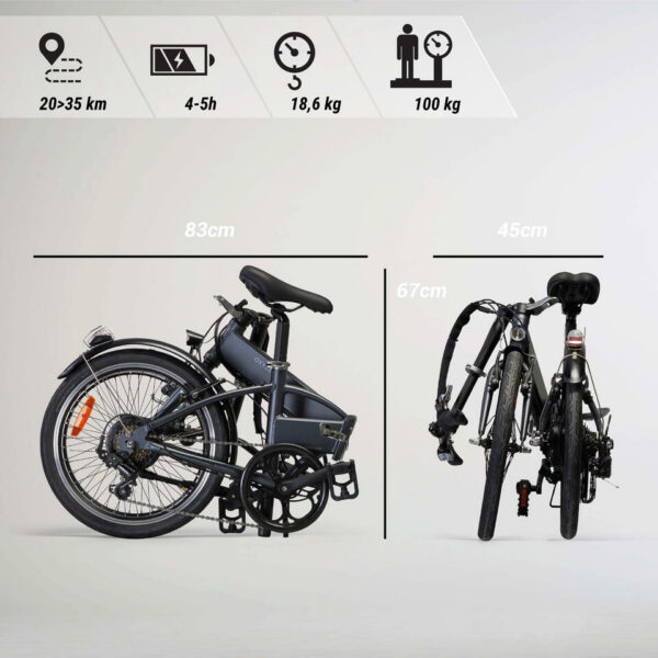 TILT 500 - VÉLO PLIANT AVEC ASSISTANCE ÉLECTRIQUE GRIS NOIR – Image 3