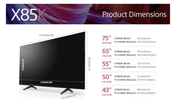 Sony 43 pouces KD43X85KPU Smart TV 4K UHD HDR LED avec tuner Freeview – Image 3