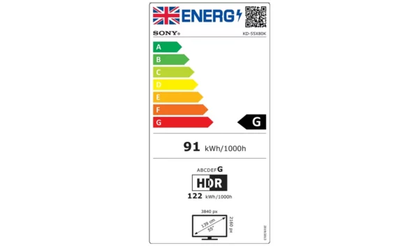 Sony 55 pouces KD55X80KU Smart TV 4K UHD HDR LED avec tuner Freeview – Image 4