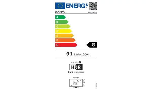 Sony 55 pouces KD55X80KU Smart TV 4K UHD HDR LED avec tuner Freeview – Image 5