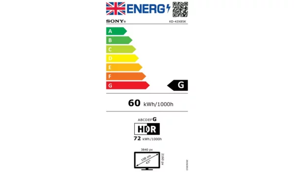 Sony 43 pouces KD43X85KPU Smart TV 4K UHD HDR LED avec tuner Freeview – Image 7